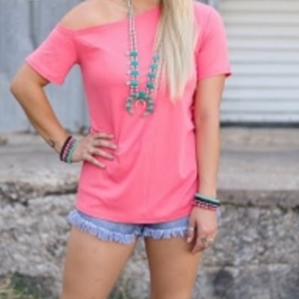 Coral off shoulder top